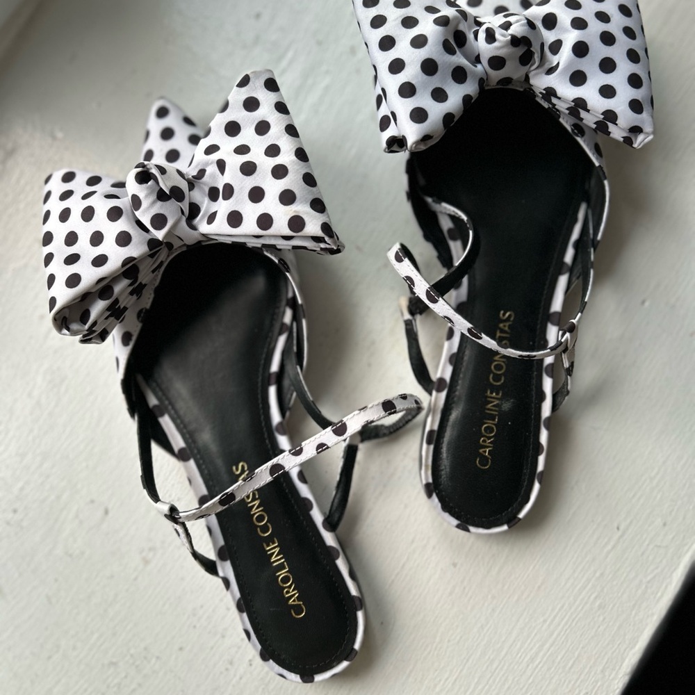 Caroline Constas Polka Dot Bow Sandals